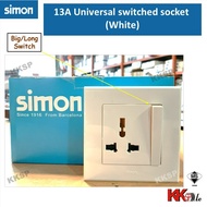 (White) Simon E3 Series 13A Universal switch socket, Blank Plate, 10A Doorbell Press Auto Gate Press - WHITE