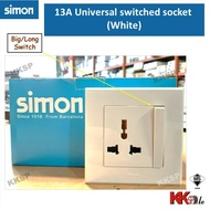 (White) Simon E3 Series 13A Universal switch socket, Blank Plate, 10A Doorbell Press Auto Gate Press