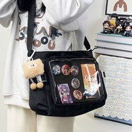 Transparent Ita Bag for Girls Large Capacity Preppy Crossbody Messenger School Bag