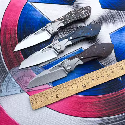 Customized M390 Steel Folding Knife CF Titanium Alloy Handle Camping Fishing Hunting Outdoor Rescue 