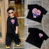 BLACK T-SHIRT WITH PINK HEART Loose Form Boxy 100% Cotton 2C 260G THICK STANDING FORM