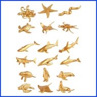 Sea Animal Toys Small Golden Sea Animal Figure Miniature Marine Animal Figures Model Decoration Sea 