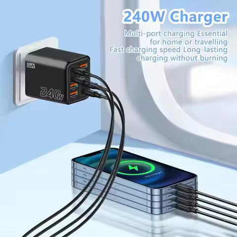 240W GaN USB C Charger 8 In 1 Multifunctional Power Adapter For Rapid Charging In Shared Spaces Offi