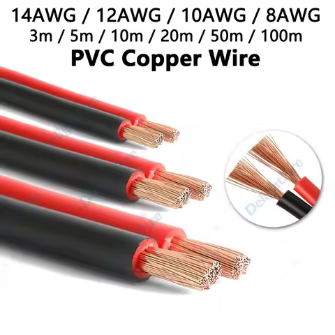 14/12/10/8AWG Electrical Wire PVC Copper Cable Flexible 2pin Red Black Wire For Solar Panel Inverter