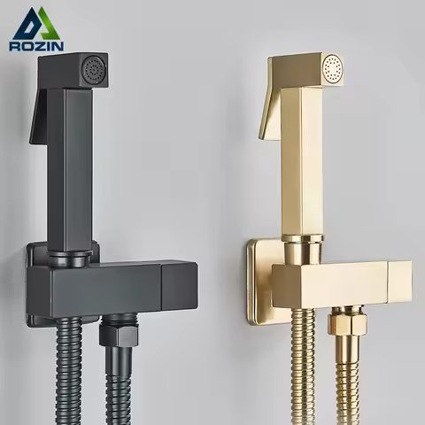 Black Bidet Faucet Bathroom Single Cold Water Toilet Bidet Sprayer Gun Lavatory Stainless Steel Wall