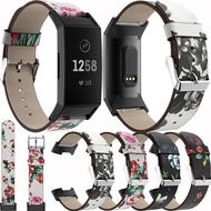 Genuine Leather Printed Strap For Fitbit Charge 3 Watchbands Accessories Bracelet Replacement For Fi
