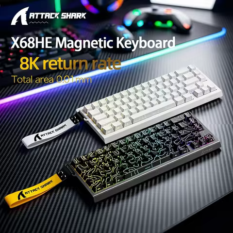 ATTACK SHARK X68HE X68Pro He Magnetic Mechanical Keyboard for Pro Gaming 0.01mm Rapid Trigg 8000Hz S