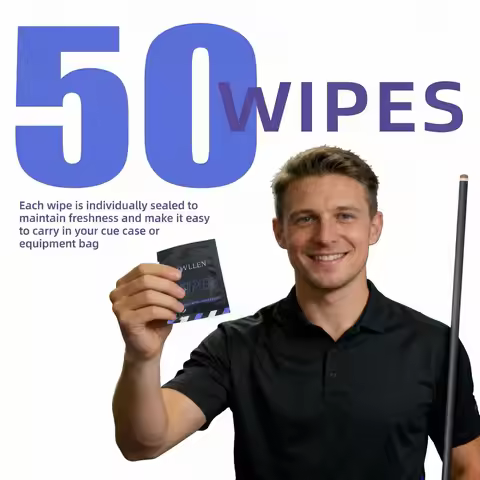 KONLLEN Carbon Fiber Pool Cue Shaft Cleaning Wipes, 50 Count Individually Wrapped Pre-Moistened Towe