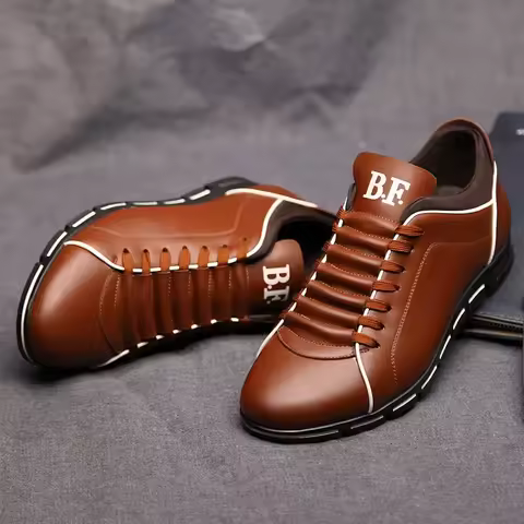 Leather Casual Shoes for Men Breathable Business Shoes Male Sneakers British Dress Shoe Flat Working