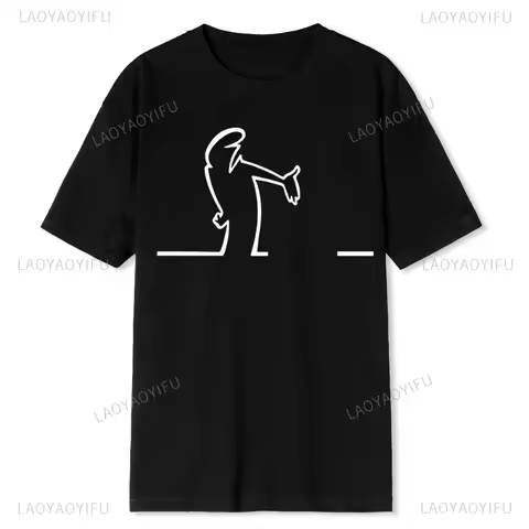 La Linea Walking Unisex TShirt The Line Osvaldo Cavandoli TV Original Round Collar Individuality T S