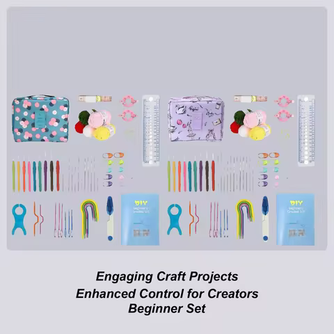 63 Pieces Beginner Crochet Material Kit With Instruction Manual Portable Hand Knitting Art Tools Cro