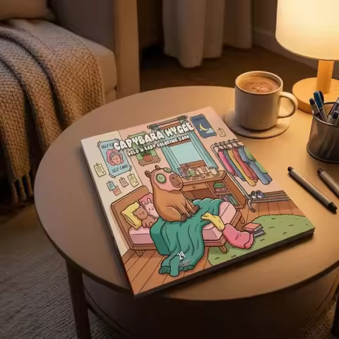 Capybara Coloring Book Illustrated Cover Capybara-Themed Coloring Pages Softcover Hygge