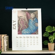 Cat Wall Calendar 2024,2024 Funny Renaissance Cat Calendar, Hanging Wall Calendar, 12 Month Cat Calendars with Ugly Easy to Use