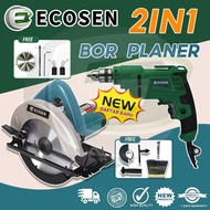 ECOSEN 1050W Circular Saw Mesin Gergaji Kayu Triplek Sirkel Serkel Plus 800W Mesin Bor Elektrik Drill Listrik Japan Tehnologi Mesin Potong