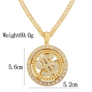 Big Rotatable Us Dollar Money Sign Pendant Necklace Men Rapper Hip Hop Punk Long Chain Necklace Wome