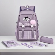 Icon Combo High School School Bag with Compatible Motif, Free Bonus Kuromi Girls, Latest Package for