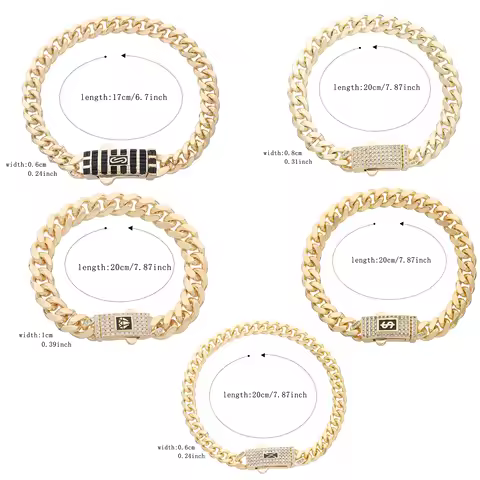 14K Monaco new chain for men and women, brass, cubic zirconia, fashionable Monaco bracelet for men a