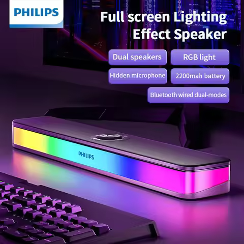 Philips SPA6109 Full Screen Light RGB Speaker Stereoscopic Sound Effect 2200mah Battery Wired Blueto