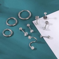 Check Immediately Piercing Earring Labret Helix Tragus Ring Hoop Spiral Stainless Steel