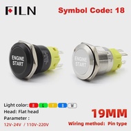 FILN Warning LED 12V 19mm Indicator Light Panel Metal Push Button Switch Lock and Momentary on Off w
