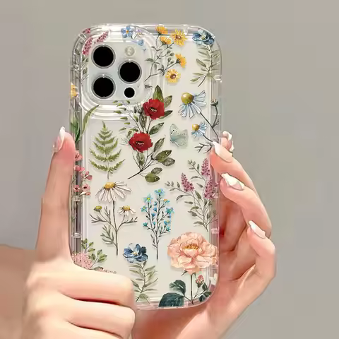 Leaves Flower Phone Case For iPhone 13 Case iPhone 17 16 15 11 12 14 Pro Max 16E 17 Air 8 7 Plus SE 