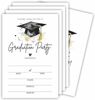 Ketsord 20 Graduation Party Invitation Cards With Envelopes - Watercolor Grad Cap - Double Sided Fill In Style Graduation Invites, Party Favor &amp; Supplies - A03