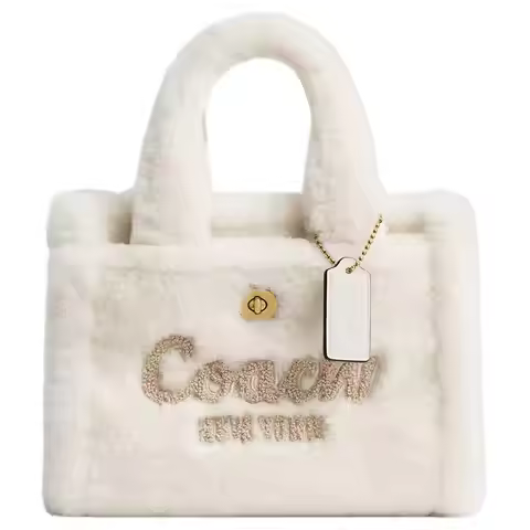 COACH Cargo Shearling Tote Bag, Shopping Bag, Crossbody Bag, One Shoulder Handbag Small Women's Whit