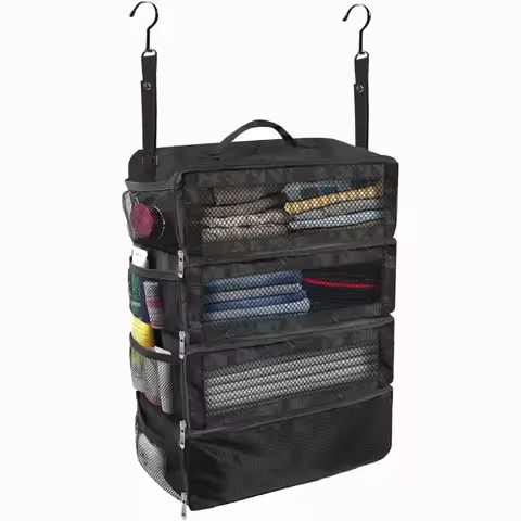 Suitcase Organizer High-capacity Travel Luggage Organizer Hanging Shelve Packing Cube Closet Collaps