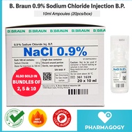 B. Braun 0.9% Sodium Chloride NaCl Saline Injection B.P. 10mL, 20 Ampoules/Box