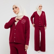 Two Pieces Set Knitwear cardigan + pants Set Baju Seluar woman casual wear airport travel suit