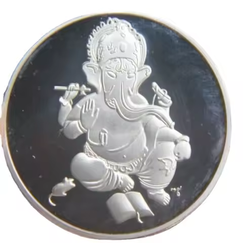 Elephant Head God Commemorative Medallion Silver plated Elephant God Japanese God of Wealth Copy Coi