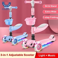 NSDLHO 3-in-1 Adjustable Folding Kick Scooter for Kids