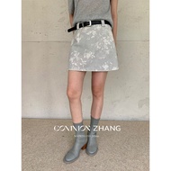 CZ ZHANG word denim skirt (with belt) pattern skirt C12600