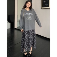 Oladivi Plus Size Women's Dress - Spring/Autumn Long Sleeve Casual Oversized Style 60317 F054