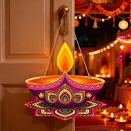 Happy Deepavali Hanging Door Sign, Deepawali Rangoli Cardboard Door Pendants with Hanging Rope, Diwa