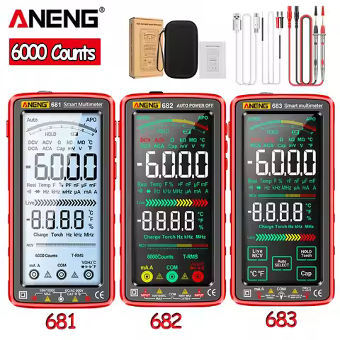 ANENG 681/682/683 6000 Counts Digital Multimeter Smart Anti-burn Rechargeable Meter NCV Tester 5-inc
