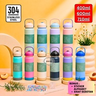 Tumbler Bottle Stainless Steel 600ml - 710ml Flip Straw Water Bottle Hello Drinking Bottle/