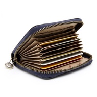 真皮風琴式12卡夾收納包_藍/綠/咖3色任選(F2127)