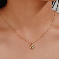 1pc S925 Sterling Silver Hollow Four-Leaf Flower Necklace, Luxury Gold-Tone Pendant Chain, Suitable 