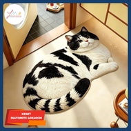 LITTLEMARLEEN 3D Cat Pattern Diatomite Floor Mat Premium Cat Rug Thick Anti-Slip Home Mat Bathroom M