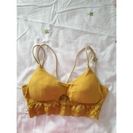 Si bra size 70/75 AB saffron yellow elastic with lace