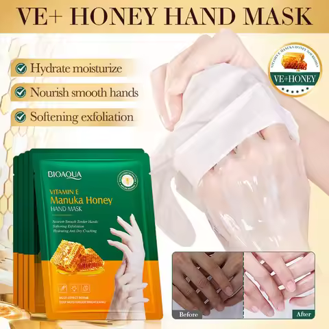 Manuka Honey & Vitamin E Hand Mask - Deep Moisturizing, Exfoliating & Repairing Hand Care for Dry, C