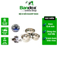 Set of 3 Sharp Stainless Steel Pots for All Types of Stoves, 410 Stainless Steel Pot Body and Lid 0.