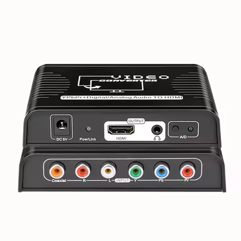 5 RCA Ypbpr Component to HDMI Audio Video Converter 1080P YPbPr Video to HDMI Audio Extractor Adapte
