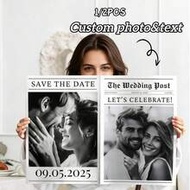 1/2pcs Customized Newspaper With Personalized Photos And Text, Wedding Newspaper Invitation Template