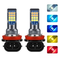 1piece Car LED Fog Lamp 24LED Dual Color H11 H3 LED Bulb H7 H8 H9 H11 Super Bright Auto Fog Light 90