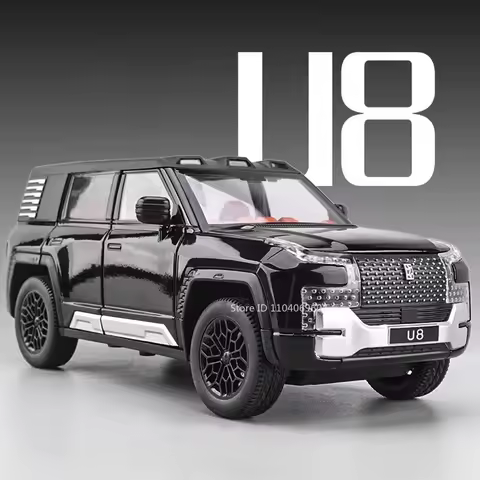 1:24 BYD Looking At Up U8 Model SUV Car Toys Alloy Diecast Pull Back 6 Doors Opened Sound Light Off-