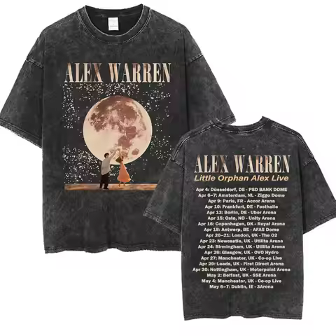 Alex Warren Little Orphan Alex Live 2026 Washed Vintage T Shirts Men Women Fashion Trend Street T-sh