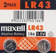 【優購精品館】maxell LR43 186 鈕扣型電池/一次2顆入(促20) 1.5V 鈕扣電池 手錶電池-傑梭