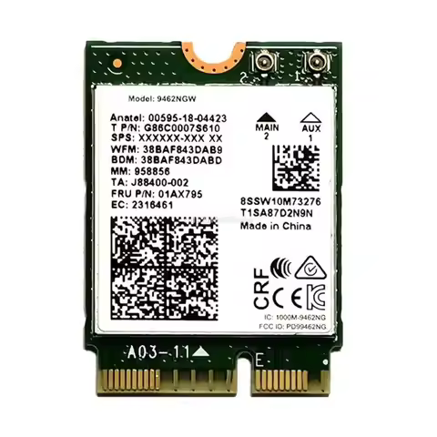 Wireless-AC Dual Band Wifi Card Adapter for In-tel 9462NGW CNVI NGFF for M.2 for Key E with Bluetoot